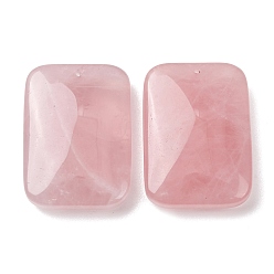 Rose Quartz Natural Rose Quartz Pendants, Rectangle Charms, 35x25x9.5mm, Hole: 1.4mm