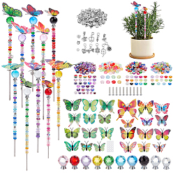(52) Непрозрачная лаванда Набор для самостоятельного изготовления садовых колышков из бусин., В комплект входят 10 шт. 10 цветные стеклянные шарообразные ручки для ящиков, 50шт. стразы из акрила, смолы и полимерной глины, европейские бусины, 60шт акриловые европейские бусины, разноцветные, 26x34 мм, отверстие : 3.3 мм