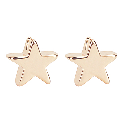 Real 18K Gold Plated Brass Beads, Star, Real 18K Gold Plated, 8x8x3mm, Hole: 1.2mm, 20pcs/box