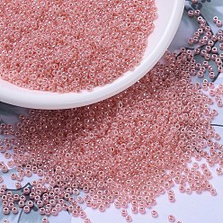 (RR535L) Carnation Pink Ceylon MIYUKI Round Rocailles Beads, Japanese Seed Beads, (RR535L) Carnation Pink Ceylon, 11/0, 2x1.3mm, Hole: 0.8mm, about 1100pcs/bottle, 10g/bottle