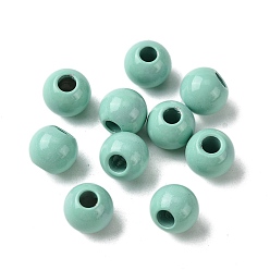 Бирюза Окрашенный распылением 202 бусины из нержавеющей стали, круглые, бирюзовые, 8x7 мм, отверстие : 2.5 мм