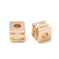 Light Gold Messing Perlen, gerillter Würfel, Gestell, langlebig überzogen, Licht Gold, 5x5x5 mm, Bohrung: 2 mm