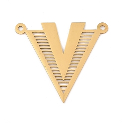 Настоящее золото 18K 201 подвески из нержавеющей стали, лазерная резка, треугольник с подвеской в форме V, реальный 18 k позолоченный, 36.5x41.5x1 мм, отверстие : 2 мм