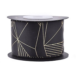 Schwarz Polyester Satinband, mit goldener Heißprägung, Schwarz, 1-1/2 Zoll (38 mm), etwa 10yards / Rolle (9.14 m / Rolle)