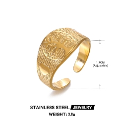 Золотой Манжеты из нержавеющей стали, древо жизни, золотые, размер США 8 (18.1 мм)