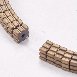 Antique Bronze Plated Electroplated Non-magnetic Synthetic Hematite Beads Strands, Frosted, Square, Antique Bronze Plated, 4x4x2mm, Hole: 0.5mm, about 200pcs/strand, 15.7 inch(40cm)