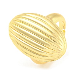Real 18K Gold Plated Rack Plating Brass Grooved Oval Adjustable Rings, Long-Lasting Plated, Lead Free & Cadmium Free, Real 18K Gold Plated, Inner Diameter: 18mm