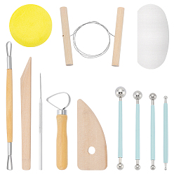 Mixed Color 32Pcs 4 Styles Wood Double Heads Modeling Clay Sculpting Tools Set, with 64Pcs 8 Styles Wood & Stainless Steel Ceramic Making Tools Kit, Mixed Color, 119x7mm