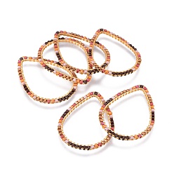 Разноцветный Японский бисер miyuki & toho ручной работы, с латунными кольцами, Ткацкий станок, слеза, золотые, красочный, 25x34~35.5x1.6 мм