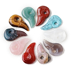 Смешанные камни Драгоценный камень подвески, птица, 23x43 мм, отверстие : 5 мм