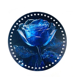 Цветок Плоские круглые акриловые плавки с принтом, связанные крючком, доска для плетения сумок, аксессуары для сумок своими руками, роза, цветок, 18x0.3 см, отверстие : 5 мм