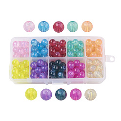 Gemischte Farbe 10 Farben, Backfarbe, Glasperlen, Nachahmung Opalite, Runde, Gemischte Farbe, 10 mm, Bohrung: 1.3~1.6 mm, 15~18 Stück / Fach, 150~180 Stück / Karton