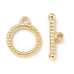 Light Gold Rack Plating Brass Toggle Clasps, Cadmium Free & Lead Free, Long-Lasting Plated, Ring, Light Gold, Ring: 15.5x12.5x1.9mm, Hole: 1.8mm, Bar: 18x6x3mm, Hole: 1.6mm