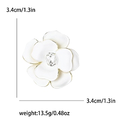 Белый Эмалевый штифт, Брошь из сплава со стразами для рюкзака, цветок, золотые, белые, 34 мм