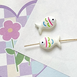 Желтая Старая Ткань  Милые бусины из эмали из сплава, рыба, старое кружево, 9x15 мм, отверстие : 1.7 мм