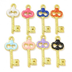 (52) Непрозрачная лаванда Подвески из латуни с эмалью в стойку, долговечный, без свинца и без кадмия, реальный 18 k позолоченный, брелок для ключей, разноцветные, 27x11x2 мм, отверстие : 1.8 мм