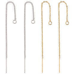 Платиновый & Золотой 12шт. 2 цвета латунные серьги-гвоздики фурнитура, с 925 штырями стерлингового серебра, ушные резьбы, без никеля , платиной и золотом, 82~85x1 мм, штифты : 0.5 мм, 6 шт / цвет