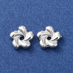 Серебро Сплавочные бусины, цветок, долговечный, стойки покрытие, серебряные, 8x2.5 мм, отверстие : 1.5 мм