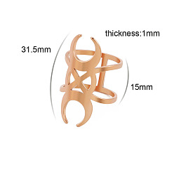 Розовое Золото Регулируемые кольца Moon из нержавеющей стали, украшения для унисекс, розовое золото , 31.5 мм, размер США 9 (18.9 мм)