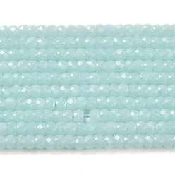 Светло-Голубой Синтетические светящиеся бусины, граненые, баррель, светится в темноте, Небесно-голубой, 3x2 мм, отверстие : 0.6 мм, около 156 шт / нитка, 14.17 дюйм (36 см)