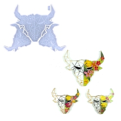 Deep Sky Blue DIY Cattle Head with Flower Cup Mat Silicone Molds, Resin Casting Molds, For UV Resin, Epoxy Resin Craft Making, Geometrical Style, Deep Sky Blue, 205x270x9mm, Inner Diameter: 102x118mm & 165x183mm