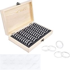 Clear Wood Boxes Plastic Coin Collection Boxes Display, Clear, 21.5x14x4.5cm