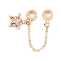 Настоящее золото 14K Стойка покрытие звезда латунь прозрачный кубический цирконий европейские защитные цепи, для изготовления европейских браслетов, долговечный, без свинца и без кадмия, реальный 14 k позолоченный, 60 мм, отверстие : 4.2 мм