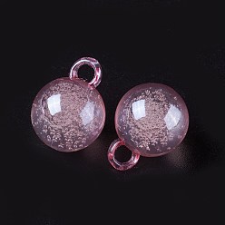 Pearl Pink Acrylic Pendants, with Bubble inside, Round, Pearl Pink, 20x15.5mm, Hole: 2.5mm