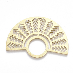Золотой Алюминиевые подвески, подвески для лазерной резки, форма вентилятор, золотые, 33x48x1 мм, отверстие : 13 мм