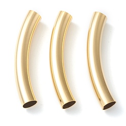 Настоящее золото 24K Бисера латунной трубки, долговечный, изогнутые бусины, трубка, реальный 24 k позолоченный, 43x7 мм, отверстие : 6 мм