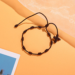 Кокосово-Коричневый Браслеты из переплетенных бусин из нейлонового шнура, Браслеты из четок для пары друзей, кокосового коричневый, 6-1/4~11-3/4 дюйм (16~30 см)