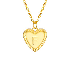Letter F Золотистый тон латунный кабель цепочка буква сердце кулон ожерелья для женщин, Буква F, 15.75 дюйм (40 см)