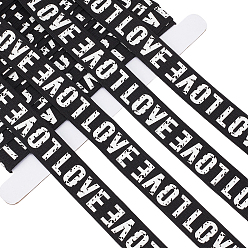 Negro 9.4 yardas de cinta de poliamida estampada, con la palabra amor, negro, 1 pulgada (25 mm)