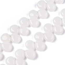 Белый Нефрит Бусины из натурального белого нефрита, слеза, Топ пробуренной, 12~12.5x10~11x5~5.5 мм, отверстие : 1~1.2 мм, около 33 шт / нитка, 8.86~10.2'' (22.5~25.5 см)