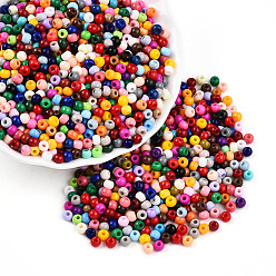 (52) Непрозрачная лаванда Выпечка краска стеклянные бусины, круглые, разноцветные, 4~4.5x3~4 мм, отверстие : 0.9~1.2 мм, Около 4500~6250 шт / фунт