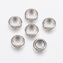 Edelstahl Farbe Anlaufgeschützt 304 Abstandsperlen aus Edelstahl, Flachrund, Edelstahl Farbe, 6x2.5 mm, Bohrung: 4 mm