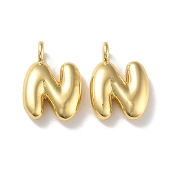 Letter N Латунные подвески, без кадмия, без никеля и без свинца, реальный 18 k позолоченный, Письмо N, 19x14x5 мм, отверстие : 3.2 мм