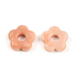 Персиковый Слойка Бусины лэмпворк , цветок, розовые, 15~16x16x3.5~4.5 мм, отверстие : 4.5~5 мм