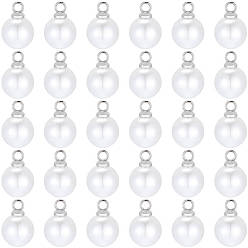 Белый 100шт. подвески из АБС-пластика с жемчугом, круглые, с петлей из сплава, белые, 11x8 мм, отверстие : 1.6 мм