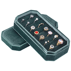 Темно-серый Прямоугольные бархатные коробки-органайзеры для колец, футляры для сережек-гвоздиков, темно-серый, 21x10.5x5.3 см