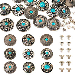 (52) Непрозрачная лаванда Декоративные заклепки из цинкового сплава, с синтетической бирюзой и железными винтами, для кошелька, , украшение кожаных ремесел, разноцветные