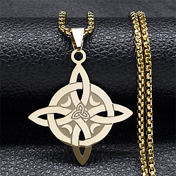 Золотой 201 ожерелья из нержавеющей стали с кулоном в виде тройного узла для мужчин и женщин, золотые, 23.43 дюйм (59.5 см)