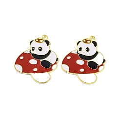 (123L) Белый крем непрозрачный блеск Золотили эмали сплава подвески, без кадмия и без свинца, очарование панды, гриб, 30x27x1 мм, отверстие : 1.8 мм