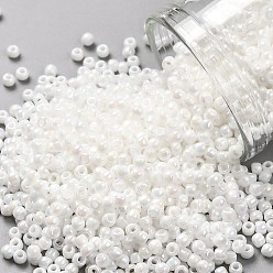 (401) Opaque AB White Тохо 11/0 круглые бусины, японский бисер, (401) непрозрачный ab white, 11/0, 2.2 мм, отверстие : 0.8 мм, Около 1110 шт / 10 г