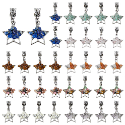Античное Серебро 36 шт. 9 цвета тибетский стиль сплав и латунь и драгоценные камни европейский подвески шармы, звезда, древо жизни, античное серебро, 36 мм