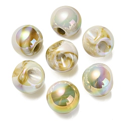 (404) Непрозрачное AB Кислое яблоко УФ-покрытие радужными переливающимися акриловыми бусинами, круглые бусины судзумару, цветочный белый, 16.5 мм, отверстие : 3 мм