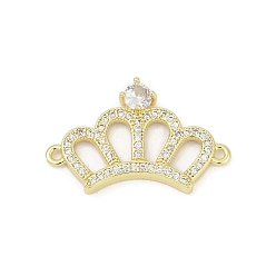 Настоящее золото 18K Подвески-короны из латуни с прозрачным кубическим цирконием, без свинца и без кадмия, долговечный, стойки покрытие, реальный 18 k позолоченный, 16.5x25.5x4 мм, отверстие : 1.2 мм