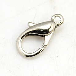 Platinum Jewelry Findings, Alloy Lobster Claw Clasps, Cadmium Free & Lead Free, Platinum, 10x6mm, Hole: 1mm