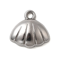 Shell Shape 304 прелести нержавеющей стали, обереги от морских организмов, цвет нержавеющей стали, формы раковины, 13x13x3.5 мм, отверстие : 1.7 мм