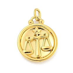 Libra 304 Stainless Steel Pendants Rhinestone Settings, Round with Constellations, Libra, 20.5x17x3.5mm, Hole: 3.5x2mm, Fit for 0.9mm Rhinestone